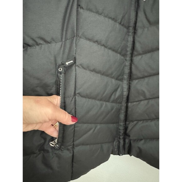 EDDIE BAUER Womans Goose Down Winter Coat Jacket Black Ski Size L EUC Cargo - Picture 2 of 9